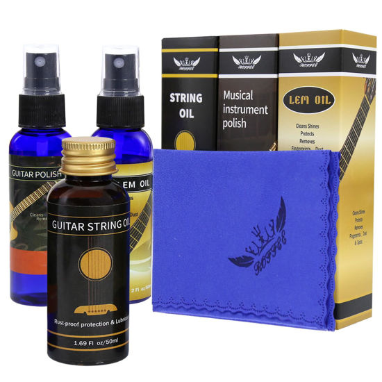 Picture of Premium Guitar Care 3-Piece Kit,Lemon oil,Polish,Guitar String oil,for guitar cleaning and maintenance