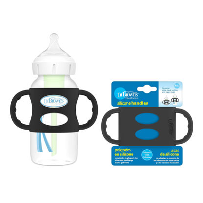 Picture of Dr. Brown’s® Milestones™ 100% Silicone Baby Bottle Handles, Wide-Neck, Black, 1 Pack, 4m+