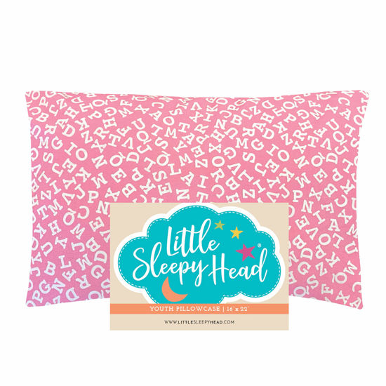 Picture of Little Sleepy Head Youth Pillowcase 16 x 22-100% Cotton & Hypoallergenic (Pink Alphabet)