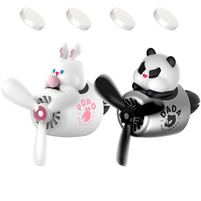 Picture of 2 Pieces Car Air Fresheners, Cute Bear Pilot Car Diffuser, Propeller Air Outlet Vent Fresheners, Car Perfume Suitable for Car Interior Decoration (Chubby)