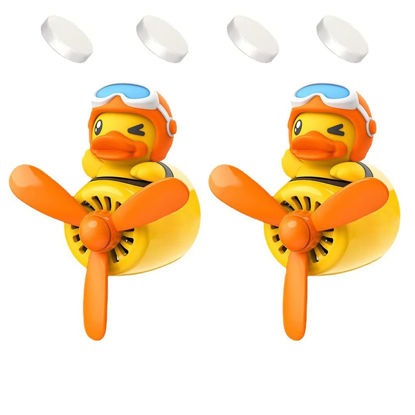 Picture of 2 Pieces Car Air Fresheners, Cute Bear Pilot Car Diffuser, Propeller Air Outlet Vent Fresheners, Car Perfume Suitable for Car Interior Decoration (duck+duck)