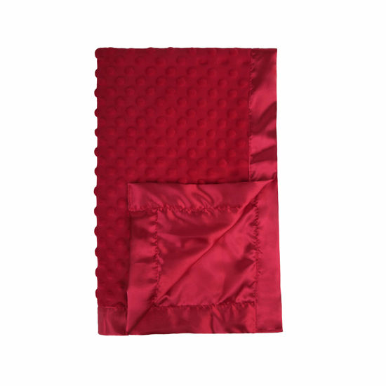 Picture of Pro Goleem Baby Soft Minky Dot Blanket with Silky Satin Backing Baby Gifts for Boys and Girls (Red, 30’’ x 40’’)