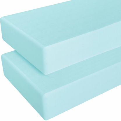 Picture of NTBAY 2 Pack 100% Brushed Microfiber Fitted Crib Sheet, Super Soft and Cozy 28x52 Crib Sheet for Standard Crib and Toddler Mattresses, Boys, Girls, Unisex, Aqua, 28x52 Inches