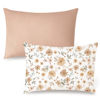 Picture of Konssy Muslin Toddler Pillowcase for 13x18 Pillow 2 Pack, 100% Cotton Toddler Pillow Case Cover, Soft & Breathable Travel Babay Kids Pillow Covers with Envelope Closure（Flourish, Toffee）