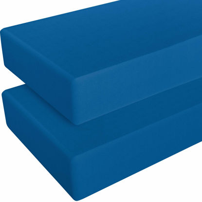 Picture of NTBAY 2 Pack 100% Brushed Microfiber Fitted Crib Sheet, Super Soft and Cozy 28x52 Crib Sheet for Standard Crib and Toddler Mattresses, Boys, Girls, Unisex, Royal Blue, 28x52 Inches