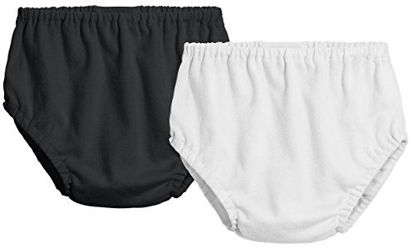 Picture of City Threads 2-Pack Baby Girls' and Baby Boys' Unisex Diaper Covers Bloomers Soft Cotton, Black/White, 12/18 m