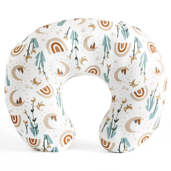 Picture of GRSSDER Nursing Pillow Cover Stretchy Minky Removable Nursing Covers for Breastfeeding Pillows, Ultra Soft Comfortable Slipcover for Boy and Girls, Cute Rainbow Pattern