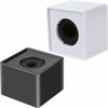 Picture of Onwon 2 Pieces Portable Square Cube Shaped Interview Mic Microphone Flag Station Logo Superior ABS Material, Black and White