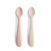 Picture of mushie Silicone Baby Feeding Spoons | 2 Pack (Blush/Shifting Sand)