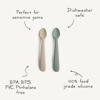 Picture of mushie Silicone Baby Feeding Spoons | 2 Pack (Cambridge Blue/Shifting Sand)