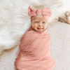 Picture of DRESHOW BQUBO Baby Swaddle Blankets for Girls, 4PCS Newborn Accessories Set with Matching Hat and Bow Headband with Card
