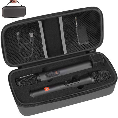 Picture of LZSIG Wireless Microphone Case Compatible with JBL 2 Mic with DIY Foam, Partybox Mic Portable Travel Storage Bag for Receiver, Batteries and Other Accessories, Karaoke (Box ONLY) - GREY