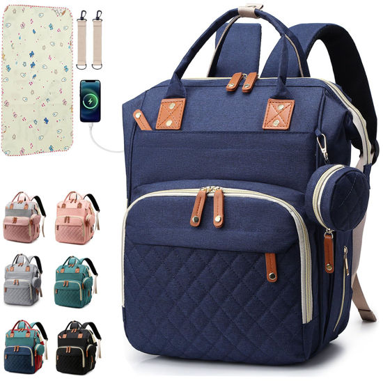 Picture of SHITIESHOU Diaper Bag Backpack Baby Bag, Baby Girl Boy Diaper Bag for Dad Mom with Pad, 16 Pockets, Pacifier Case, Large Diaper Bag Unisex for Travel (Blue)