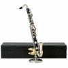 Picture of Dselvgvu Miniature Bass Clarinet with Stand and Case Mini Musical Instrument Miniature Replica Dollhouse Model Mini Bass Clarinet Home Ornament (5.12" Bass Clarinet)