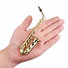 Picture of Dselvgvu Copper Miniature Saxophone with Stand and Case Mini Musical Instrument Miniature Replica Dollhouse Model Mini Saxophone Home Ornament (6.22"x3.07"x1.12" Alto Saxophone)