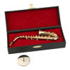 Picture of Dselvgvu Copper Miniature Saxophone with Stand and Case Mini Musical Instrument Miniature Replica Dollhouse Model Mini Saxophone Home Ornament (6.22"x3.07"x1.12" Alto Saxophone)