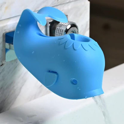 Picture of Faucet Cover Bathtub Baby Tub - Bath Spout Cover Baby Bathtub, Faucet Cover Baby Bathtub Silicone Whale for Kids, Toddlers, Blue (ALIBEBE)