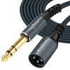 Picture of Twozoh Short XLR Male to 1/4 TRS Stereo Audio Cable 1FT, Braided Jack 6.35mm to XLR Male 3Pin Guitar Cable (Professional/HiFi)