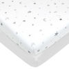 Picture of American Baby Company 2 Pack Printed 100% Natural Cotton Jersey Knit Fitted Pack N Play Playard Sheet, Gray Star and White, Soft Breathable, for Boys and Girls