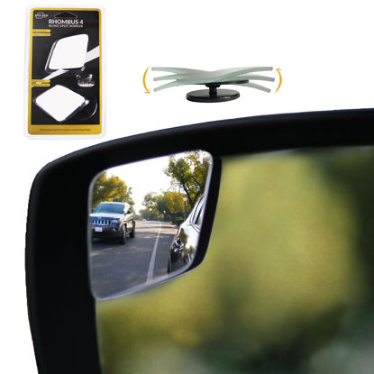 Picture of "Rhombus 4000" Car Blind Spot Mirror by Safe View Company - Change Lanes w Confidence, Frameless HD Convex Glass, Seamlessly Contours to Rear View Side Mirrors, Peel & Stick (2Pack)