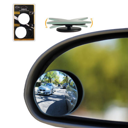 Picture of Blind Spot Mirrors for Cars - by Safe View Company - Change Lanes w Confidence - Made from Real Convex Glass - Long Lasting - Easy Peel & Stick (Halo)