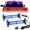 Picture of HLauto 1002L Emergency Strobe Traffic Advisor Light Bar: 40 LED Dash Safety Warning Flashing Light, Front/Rear Windshield Visor Light for Construction Vehicle, Tow/Plow Truck (2x10.7inch, Blue)