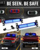 Picture of HLauto 1002L Emergency Strobe Traffic Advisor Light Bar: 40 LED Dash Safety Warning Flashing Light, Front/Rear Windshield Visor Light for Construction Vehicle, Tow/Plow Truck (2x10.7inch, Blue)