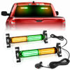 Picture of HLauto 1002L Emergency Strobe Traffic Advisor Light Bar: 40 LED Dash Safety Warning Flashing Light, Front/Rear Windshield Visor Light for Construction Vehicle, Tow/Plow Truck (2x10.7inch, Amber Green)
