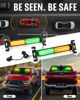 Picture of HLauto 1002L Emergency Strobe Traffic Advisor Light Bar: 40 LED Dash Safety Warning Flashing Light, Front/Rear Windshield Visor Light for Construction Vehicle, Tow/Plow Truck (2x10.7inch, Amber Green)