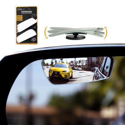 Picture of Blind Spot Mirrors for Cars - by Safe View Company - Change Lanes w Confidence - Made from Real Convex Glass - Long Lasting - Easy Peel & Stick (Wingman)