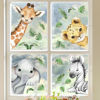 Picture of 22.44 x 21.25 Inch Watercolor Jungle Animal Window Clings Tiger Lion Elephant Zebra Window Stickers Double-Side Safari Animal Window Stickers for Baby Nursery Playroom Bedroom Window Glass Wall Decor