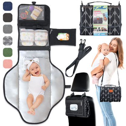 Picture of Portable Changing Pad for Baby, Travel Diaper Changing Pad for Newborn, Large Waterproof Baby Changing Mat, Foldable & Detachable Diaper Changing Station with Baby Wipes Pockets, Baby Stuff by Pillani