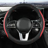 Picture of Car Steering Wheel Cover, Leather Steering Wheel Cover Red Universal 14.5-15 Inch Microfiber Leather Anti-Slip Breathable Auto Steering Wheel Covers for Men Women (Black&Red)