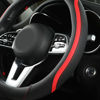 Picture of Car Steering Wheel Cover, Leather Steering Wheel Cover Red Universal 14.5-15 Inch Microfiber Leather Anti-Slip Breathable Auto Steering Wheel Covers for Men Women (Black&Red)