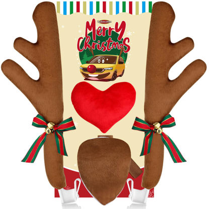 Picture of Hydencamm Reindeer Antlers for Cars Kit Nose and Tail, Car Reindeer Antlers & Nose for Car Window Roof-Top & Front Grille, Christmas Car Antlers Auto Decoration Set for Car SUV Van Truck