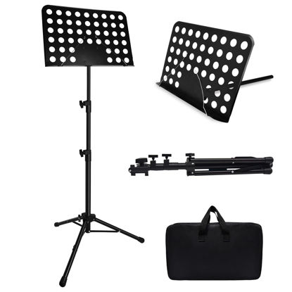 Picture of 57IN Sheet Music Stand, Tall Music Stand for Sheet Music High Stability, Adjustable Portable Music Stand with Carrying Bag for Guitar, Violin, Ukulele (33-57IN-B)