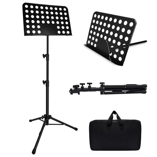 Picture of 57IN Sheet Music Stand, Tall Music Stand for Sheet Music High Stability, Adjustable Portable Music Stand with Carrying Bag for Guitar, Violin, Ukulele (33-57IN-B)