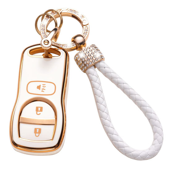 Picture of Gematay for Nissan Key Fob Cover, Key Case Shell Compatible with Nissan Altima Maxima 350Z Armada Quest Sentra Smart Key Protector