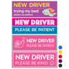 Picture of Rio Salto 4-Pack Large New Driver Car Magnet Please Be Patient Magnet Permit Student Driver Magnets Cute AF Sticker Cool Prank Rookie Funny Magnetic Car Accessories Bumper Girl Girly Pink