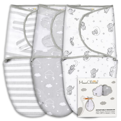 Picture of Mama Cheetah Preemie Swaddle Sack, Organic Swaddle Sleep Sacks for Preemies, Preemie Swaddle Blanket Wrap, Easy Swaddles for Premature Baby Boy Girl 4-7 lbs, Newborn Essentials, 3-Pack, Grey
