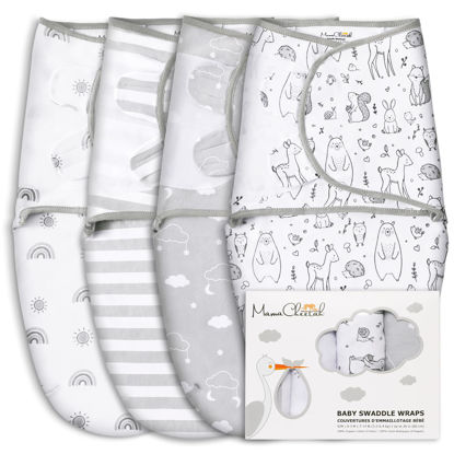 Picture of Mama Cheetah Baby Swaddle Sack, Organic Swaddle Blanket, Newborn Swaddle Sleep Sacks, Adjustable Infant Swaddle Wrap, Easy Swaddles for Boy Girl 0-3 Month, Baby Essentials, Nursery Swaddling, 4-Pack