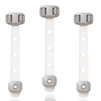 Picture of Baby Proofing Child Safety Locks(3 PCS) - Cabinet Locks for Babies,3M Adhesive Cabinet Latches, Multi-Purpose for Fridge Drawers,Ovens Toilet Seats,Trash Can, No Drilling (3 Count)