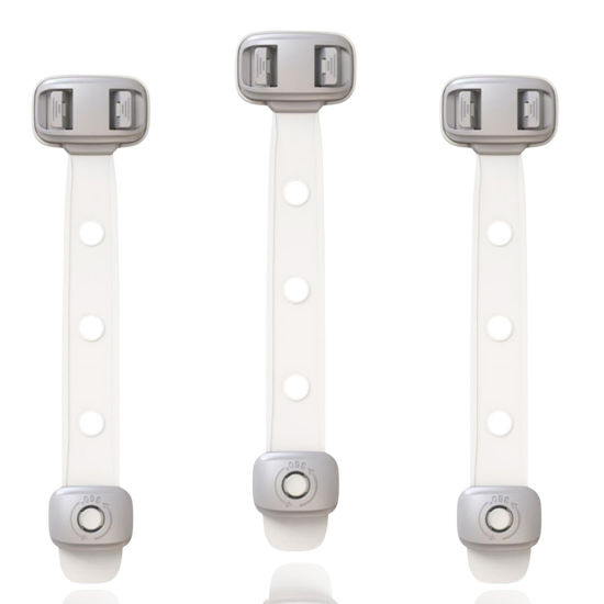 Picture of Baby Proofing Child Safety Locks(3 PCS) - Cabinet Locks for Babies,3M Adhesive Cabinet Latches, Multi-Purpose for Fridge Drawers,Ovens Toilet Seats,Trash Can, No Drilling (3 Count)