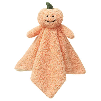 Picture of Doindute Baby Orange Pumpkin Soft Stuffed Animal Security Blanket, Plush Pumpkin Character Lovey Blanket, Baby Shower/Nursery Gift, Newborn Infant Toddler Snuggle Blankie for Girls Boys, 18 Inches