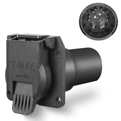 Picture of Nilight USCAR to RV 7 Way Trailer Plug Adapter OEM Style Factory Tow Package and USCAR Socket Required 7Pin Round Connector Plug Compatible with Chevy Ford GMC and Nissan Silverado, 2 Years Warranty