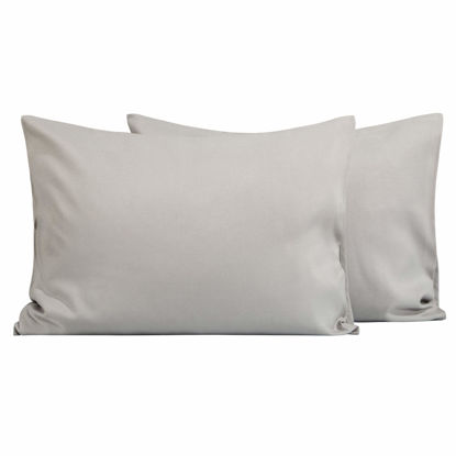 Picture of FLXXIE 2 Pack Microfiber Toddler Pillowcases, 14x20 Inches Fits Baby Pillow Sized 12x16, 13x18 or 14x20, Soft and Cozy Small Travel Pillow Covers with Envelope Closure, Light Grey