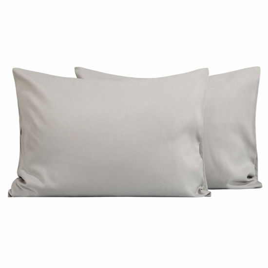 Picture of FLXXIE 2 Pack Microfiber Toddler Pillowcases, 14x20 Inches Fits Baby Pillow Sized 12x16, 13x18 or 14x20, Soft and Cozy Small Travel Pillow Covers with Envelope Closure, Light Grey