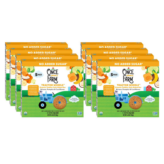 Picture of Once Upon a Farm Organic Tractor Wheels Toddler Bar, Banana, Pumpkin & Cauliflower | 8 Boxes, 40 Total Bars