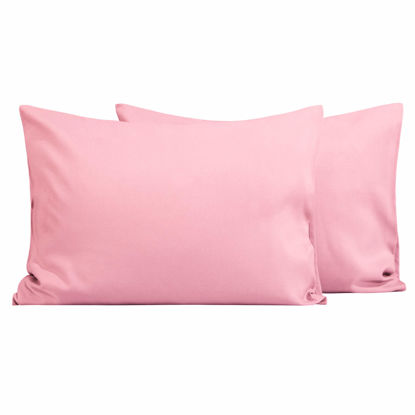 Picture of FLXXIE 2 Pack Microfiber Toddler Pillowcases, 14x20 Inches Fits Baby Pillow Sized 12x16, 13x18 or 14x20, Soft and Cozy Small Travel Pillow Covers with Envelope Closure, Pink