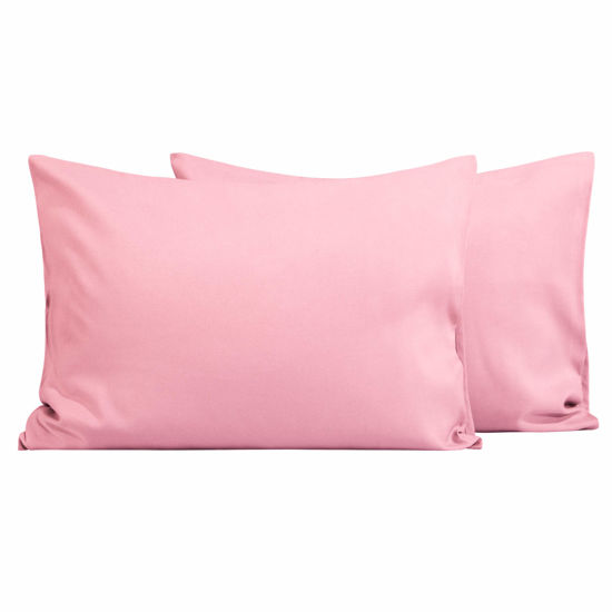 Picture of FLXXIE 2 Pack Microfiber Toddler Pillowcases, 14x20 Inches Fits Baby Pillow Sized 12x16, 13x18 or 14x20, Soft and Cozy Small Travel Pillow Covers with Envelope Closure, Pink